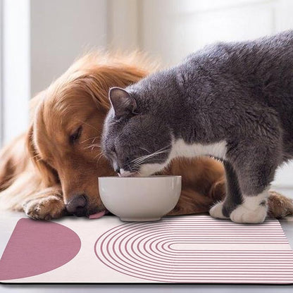 Dog Food Mats for Floors Waterproof, Cat Water Bowl Mats Pet Feeding Absorbent Mat Placemats for Food and Water Pink Bohemia 16 * 24 inch