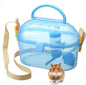 Portable Hamster Cage Syrian Hamster Carry Travel Cage with Water Bottle Food Bowl Adjustable Strap Pet Outgoing Cages for Gerbil Squirrel Guinea Pig Hedgehog Chinchilla
