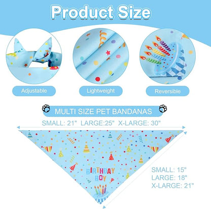 Dog Birthday Party Supplies with Hat Bandana Numbers, Light Blue Dog Birthday Set for Large Medium Pets Puppy Boy