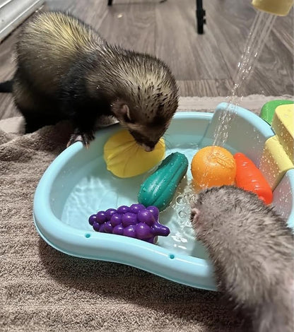 Bird Bath for Cage, Automatic Bath for Birds, Parrot Shower Bathtub Outdoor with Faucet, Bird Shower Swimming Pool Toy for Ferret, Budgie, Goldfinch, Cockatiel, Parakeet, Lovebird(Blue)
