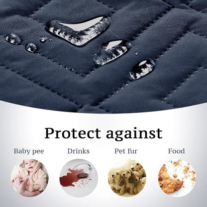 H.VERSAILTEX Reversible Loveseat Cover Furniture Protector Anti-Slip Water Resistant 2 Inch Wide Elastic Straps Couch Covers Pets Kids Fit Sitting Width Up to 46"(Love Seat: 75" x 90", Navy/Beige)