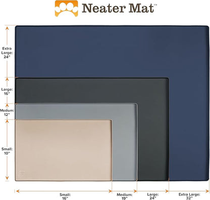 Neater Pet Brands Neater Mat Pet Mats for Food and Water, Cat & Dog Bowl Mat Waterproof Silicone, Feeding Tray, Dog Food Mats for Floors, Placemat w/Raised Edge for Under Bowls, 32" x 24", Light Blue