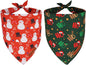 ADOGGYGO Christmas Dog Bandanas 2 Pack, Reversible Snowman Hoho Pattern Xmas Scarf, Premium Fabric, Adjustable Fit Red Green Christmas Bandanas for Small Dogs (Small)