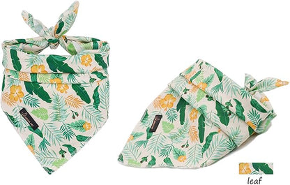 ARING PET Summer Dog Bandanas, Autumn Leaf Floral Kerchief Triangle Bibs Scarf for Puppy Small Medium Large Boy Girl Dogs Cats-L
