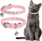 EXPAWLORER Leather Cat Collar for Girl Boy Valentine's Day - Adjustable Pet Collar with Safety Elastic Belt,Personalized Heart Accessories Buckle Collars with Bell & Durable D-Ring,Heart(Pink)