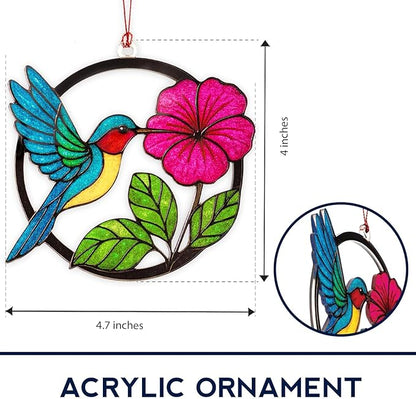 Christmas Ornaments 2025 – Hummingbird Suncatcher Window Hanging Ornament, Hummingbird Christmas Ornament for Tree Decorations, Unique Handmade Gift, Beautiful Glass Effect Decor for Bird Lovers