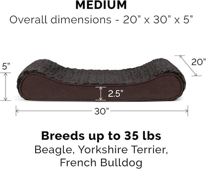 Furhaven Replacement Dog Bed Cover Ultra Plush Faux Fur & Suede Contour Luxe Lounger, Machine Washable - Chocolate, Medium