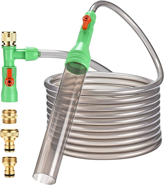 ZZM Fish Tank Cleaning Tools, Aquarium Water Changer Kit, Siphon Fish Tank Vacuum Gravel Cleaner, Universal Water Pump Accessories for Aquarium Quick Water Change (50ft)