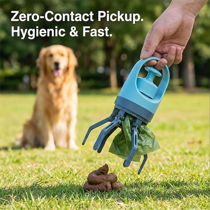 Quick Scoop Poop Scooper, Portable Dog Pooper Scooper, Easy Claw Pick up Tool for Dogs, Leak-Proof Waste Bag Holder for Outdoor Walks (Orange+Orange)