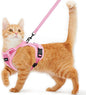 Cat Harness and Leash for Walking Escape Proof Soft Adjustable Cat Leash Breathable Comfortable Vest Easy to Wear Kitten Harness for Outdoor Travel Pink XS A
