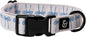Lucy & Co. Dog Collar - Durable Lightweight Designer Collar for Pets - Adjustable Metal Safety Buckel - Small - White with Blue Bows