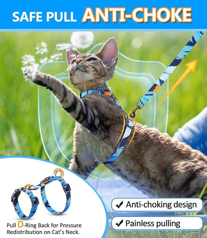 Halypet Cat Harness and Leash Set, Escape Proof [3 in 1 Adjustable & Lightweight] Cat Harness, Safe Kitten Harness for Cats Comfortable Soft, Easy to Wear, Walking Outdoor Travel, Small