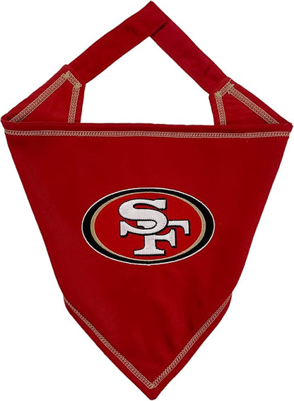 Pets First NFL San Francisco 49ERS Tie Bandana, Large/X-Large. Dog Cat Scarf Bib for Pet. Ultimate Game-Day Party Bandana (SAN-3550-L-XL)