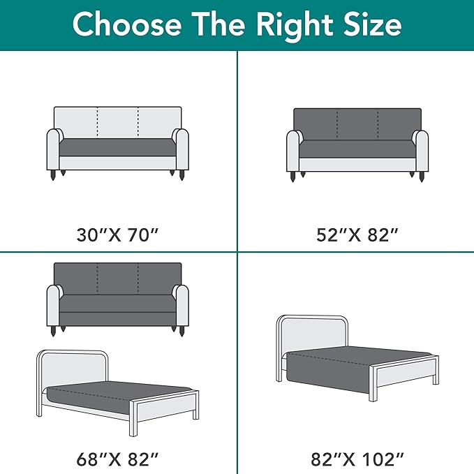 PetAmi Waterproof Couch Cover for Dogs, Reversible Furniture Cover Sofa Protector for Pet Cat Bed, Washable Blanket Dog Cover for Couch Seat, 52x82 Gray