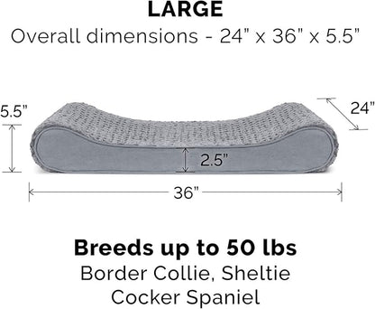 Furhaven Replacement Dog Bed Cover Ultra Plush Faux Fur & Suede Contour Luxe Lounger, Machine Washable - Gray, Large
