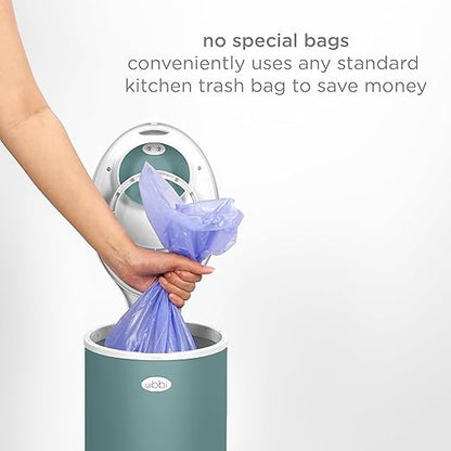 Ubbi Stainless Steel Diaper Pail, Odor Locking, No Special Bag Required, Award-Winning, Registry Must-Have, Open Water