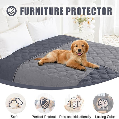 Smiry Waterproof Dog Bed Cover Blanket 30x70, Soft Reversible Pet Blanket, Washable Leakproof Cats Dogs Couch Cover for Sofa, Couch, Furniture, Lattice, Grey/Dark Grey (Pack of 2)