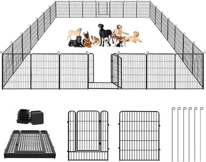 Dog Playpen Dog Fence Outdoor for Yard, 32inch 28 Panels Dog Pens Outside Anti-Rust Pet Playpen Exercise Pen with Lock for Large Medium Small Dogs, Portable Pet Fence for Yard RV Camping