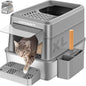 URPOWER Stainless Steel Cat Litter Box with Lid Extra Large Enclosed Litter Box for Cats Non-Sticky Metal Pan with High Sided Enclosure & Scoop, Front & Top Entry, Anti-Leakage, Easy Cleaning