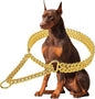Gold Dog Collar Chain Stainless Steel 19K Gold Dog Collar Adjustable Walking, Metal Cuban Link Dog Collar Chew Proof Double Row Chain Dog Collar for Large Small Medium Dogs