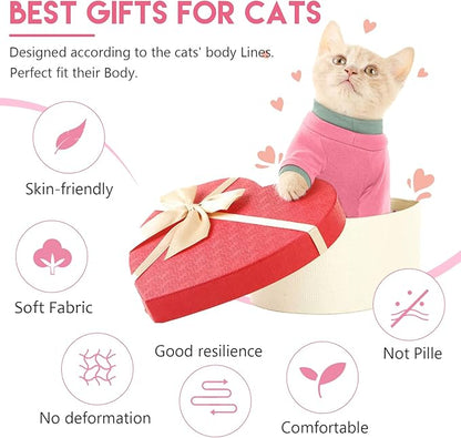 Sticky Cat Clothes Stretchy, Sphynx Hairless Sweater & Pajamas for Cats only, Soft Cat Onesie for Cats After Surgery Female Male & Hair Loss Prevention, Pink S