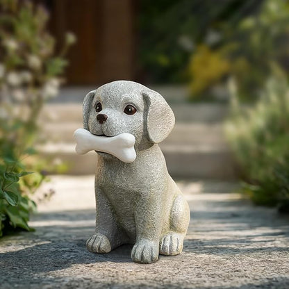Solar Dog Statue with Glowing Bone Light, Outdoor Puppy Figurine for Garden Yard Decor, Gift for Dog Lovers, Mom, Grandma, Perfect for Birthday, Housewarming, Pet Memorial