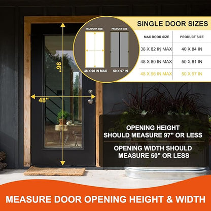 Fiberglass Magnetic Screen Door Fit Door Size 48 x 96 in- Heavy Duty Fiberglass Screen Door Mesh for Interior Door, Patio and Sliding Doors - Door Screen Magnetic Closure Let Fresh Air in
