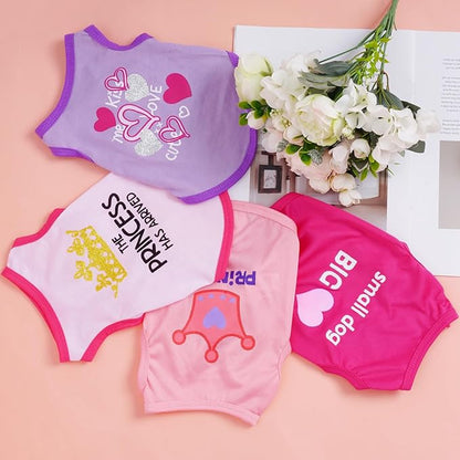 4 Pack Dog Shirts Summer Printed Puppy Clothes Cute Sleeveless Pet T Shirts Dog Clothes for Small Medium Dogs Cats Girl(M)