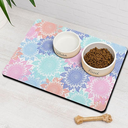 Pet Feeding Mat for Floors Waterproof Dog Mat for Food and Water Absorbent Quick Dry Non Slip mat for Cat Bowls