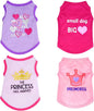 4 Pack Dog Shirts Summer Printed Puppy Clothes Cute Sleeveless Pet T Shirts Dog Clothes for Small Medium Dogs Cats Girl(L)