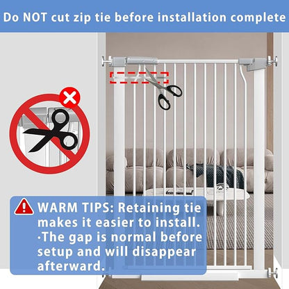 65.7"-72.2" Extra Wide Baby Gate, 40.5" Tall Dog Gate Indoor,Walk Through Pet Gates for Doorways Kitchen No Drilling Auto Close Pressure Mounted Safety Child Toddler Gate, White