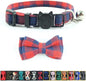 Cat Collar Breakaway with Bell and Bow Tie, Plaid Design Adjustable Safety Kitty Kitten Collars(6.8-10.8in) (Red Plaid 2)