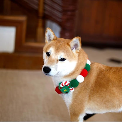 Lionheart glory Christmas Collar Pom-Pom Plush Ball Collar for Large Dogs Pet Christmas Costume Soft Funny Dog Collar Xmas Party Accessories Headgear