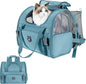 Lollimeow Expandable Cat Carrier Backpack for Large Cats - Airline Approved Pet Carrier Backpack for Small Dogs, Hiking & Travel, Waterproof with Breathable Mesh, 22lbs Capacity (Polar Blue, Large)
