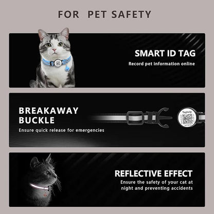 6 Pack QR Code Cat Collar - Breakaway Reflective Collars with Bell & Online ID Profile, Double Protection Set for Multiple Cats, Mixed Colors