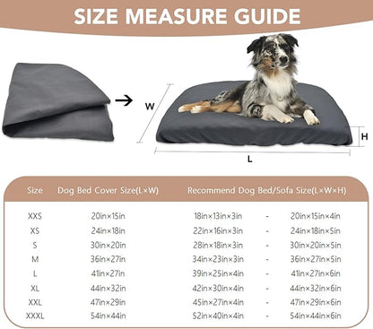 Dog Bed Cover Waterproof Replacement Machine Washable Covers for Dog Bed Heavy Duty Scratch Resistant Mattress Protector Pet Bed 44x32 Inch Grey Cover Only