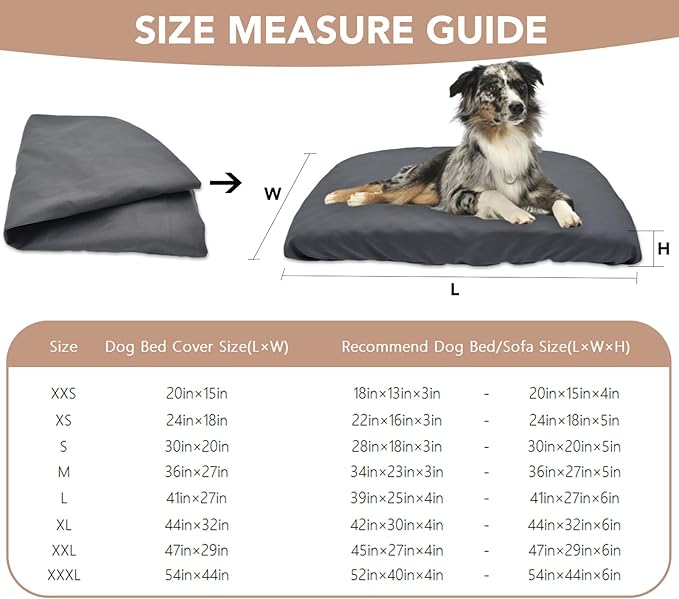 Dog Bed Cover Waterproof Replacement Machine Washable Covers for 54x44 Inch Dog Bed Heavy Duty Scratch Resistant Mattress Protector Pet Bed Cover Only Grey