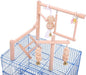 QBLEEV Bird Cage Play Stand Toy Set-Birdcage Wood Stands Hanging Chew Toys Ladder Swing Parrot Perch Play Gym Playground Accessories Activity Center for Conure, Parakeets, Budgie, Cockatiels,Lovebirds