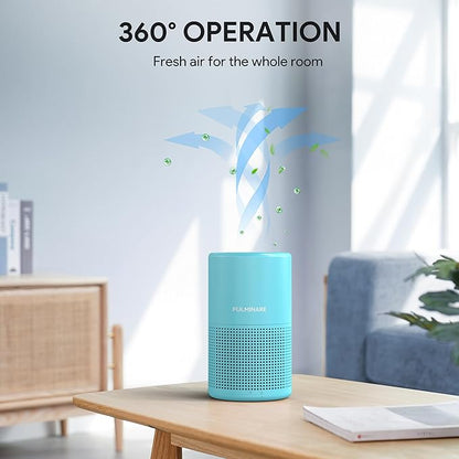 FULMINARE Air Purifiers for Home Bedroom H13 HEPA Air Purifier, 3 Speeds, Timer, 24dB, Small Mini Air Purifier with Night Light, Ocean Blue