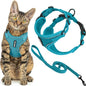 Voyager Escape-Proof Step-in Lock Cat Harness & 5ft Neoprene-Handle Leash Set All-Weather Mesh with Reflective Stitching for Small to Large Cats by Best Pet Supplies, Turquoise (327), XXXS
