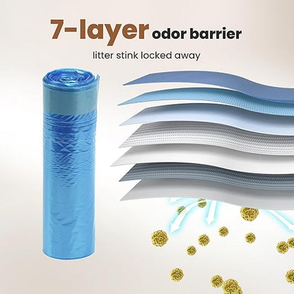 GKJ Cat Litter Box Waste Disposal System for Odor Control Cat Litter Trash Can | Includes 1 roll of 16 Easy Tear-Off Bags | Diaper Trash Can