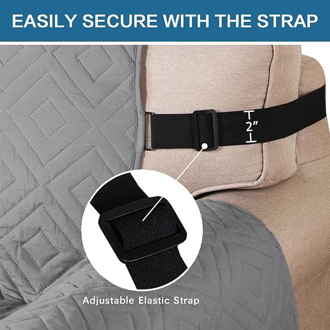 H.VERSAILTEX Reversible Sofa Slipcover Furniture Protector Water Resistant 2" Elastic Straps Sofa Cover Couch Covers Pets Fit Sitting Width Up to 78" (Oversized Sofa: 86" x 132", Light Grey/Beige)