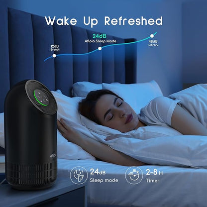 Afloia Air Purifier for Pets, Air Purifiers for Home Large Room Up to 880 Ft², Efficient Filter Air Cleaner for Home Remove 99.99% Pets Hair Odor Dust Smoke Mold Pollen, Fillo Black