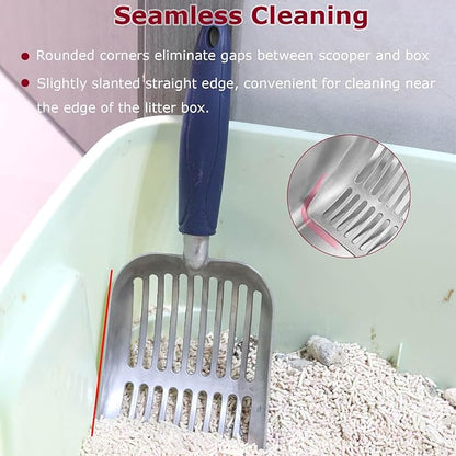 Metal Cat Litter Scoop - Non Stick Aluminum Alloy Aluminum cat Litter Scooper, Solid and Durable Oversized Metal Litter Scoops, Solid Metal, Fecal screening, Solid Handlel Aqua