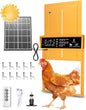 2025 Upgrade 7W Solar Power Chicken Door, Pet Deluxe Automatic Chicken Coop Door with 10PCS Wire Clip, Timer, Light Sensor, LCD Display & Anti-Pinch Durable Aluminum Auto Coop Door with 4 Modes-Gold