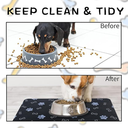 Pet Cat Dog Food Mat Non Slip Mat for Dog Water Bowl Mat Quick Dry Absorbent Cat Feeding Mat, 18.1 * 11.8 in, Blue