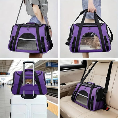 Cat Carriers, Dog Carriers, Pet Carriers – Airline-Approved Soft-Sided Bag for Cats & Small Dogs (Up to 15 lb), Foldable, Breathable Mesh, Privacy Cover, Washable & Lightweight