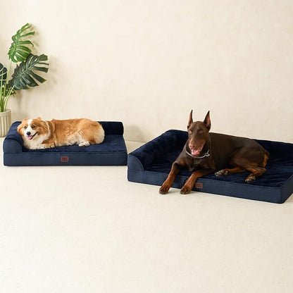 EHEYCIGA Memory Foam Dog Bed Large Size Dogs, Orthopedic Dog Bed Large with Washable Removable Cover, Waterproof Pet Sofa Couch with Nonskid Bottom, 36x27x6, Navy Blue