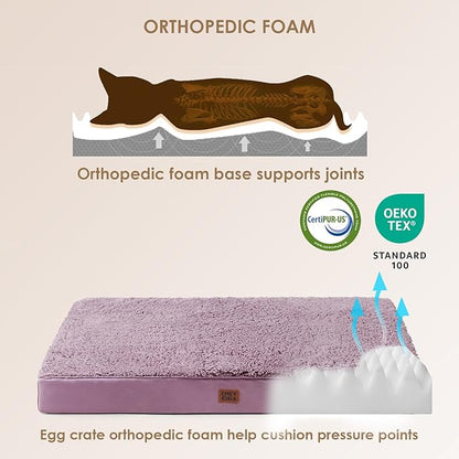 EHEYCIGA Orthopedic Dog Beds for Large Dogs with Removable Washable Cover, Fog Purple, 36x27