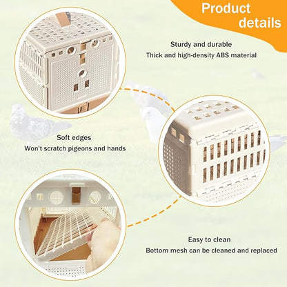 Folding Pigeon Cage Racing Pigeons Travel Cage Pairing Cage Plastic Two Doors Nest Box for Training and Release, Competition(S)